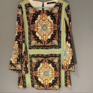 Multicolor Bell Sleeve Dress